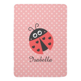 Cute Ladybug with Heart Spots Baby Blanket