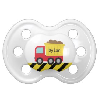 Red Dump Truck Construction Vehicle Baby Pacifier