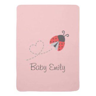 Flying Ladybug with Heart Trail Baby Blanket