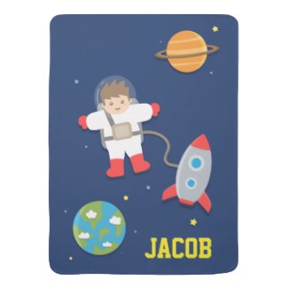 Outer Space Astronaut Boy Baby Blanket