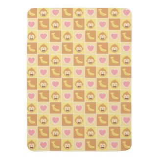 Monkey Loves Banana Pattern Baby Blanket