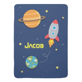 Space Rocket Ship Boy Baby Blanket