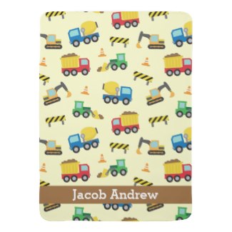 Colourful construction vehicles pattern baby blanket