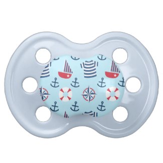 Blue Nautical Theme Pattern Baby Pacifier