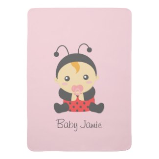 Cute Ladybug Girl Baby Blanket