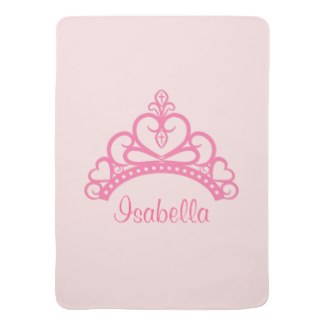 Elegant Pink Princess Tiara Crown Baby Girl Blanket
