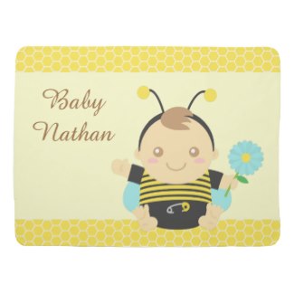 Cute Bumble Bee Boy Baby Blanket
