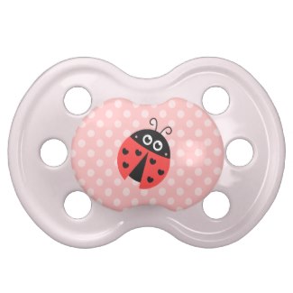 Cute Ladybug with Heart Spots Baby Pacifier