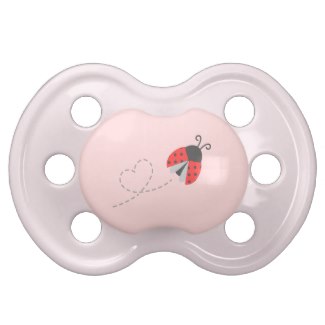 Flying Ladybug with Heart Trail Baby Pacifier
